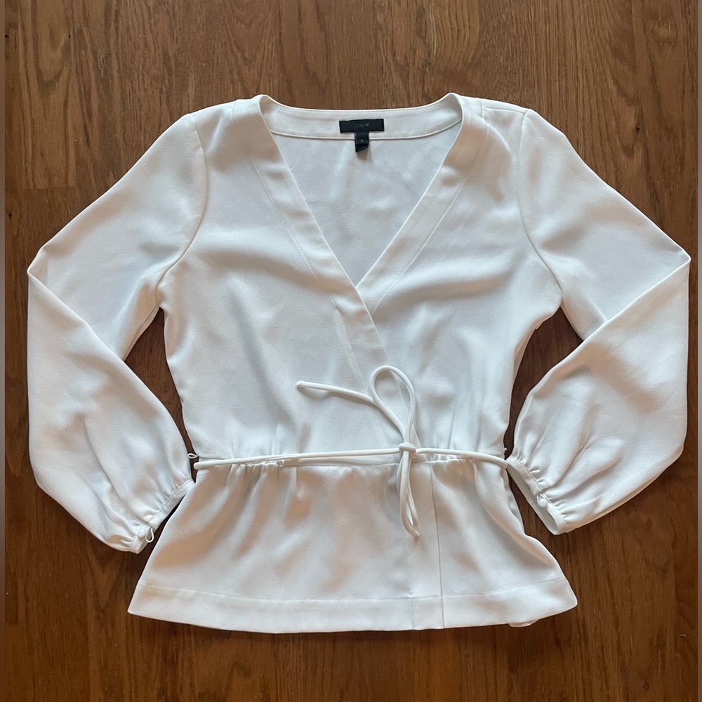 J. Crew Cream V-Neck Blouse